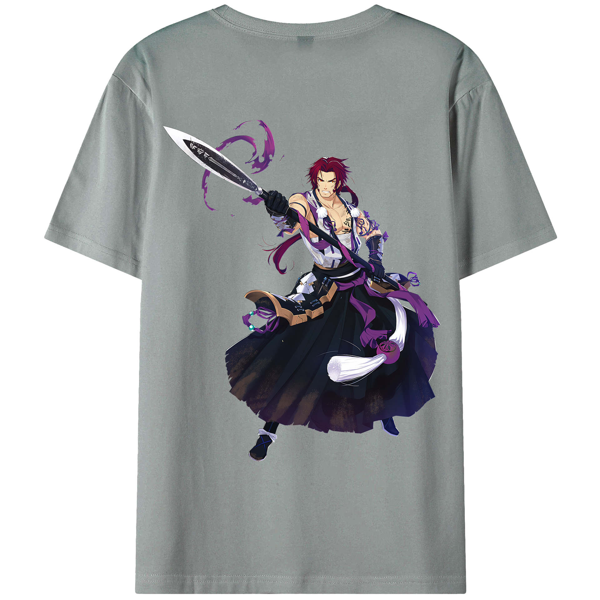 （画像用） 刀剣乱舞 Touken Ranbu 綿100％ メンズ半袖Tシャツ（バックプリント） 通気性